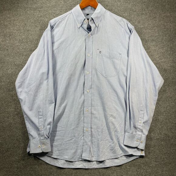 Rafter C Button Down Shirt Men's Large Blue Geometric Allover Western Cowboy - Picture 1 of 10